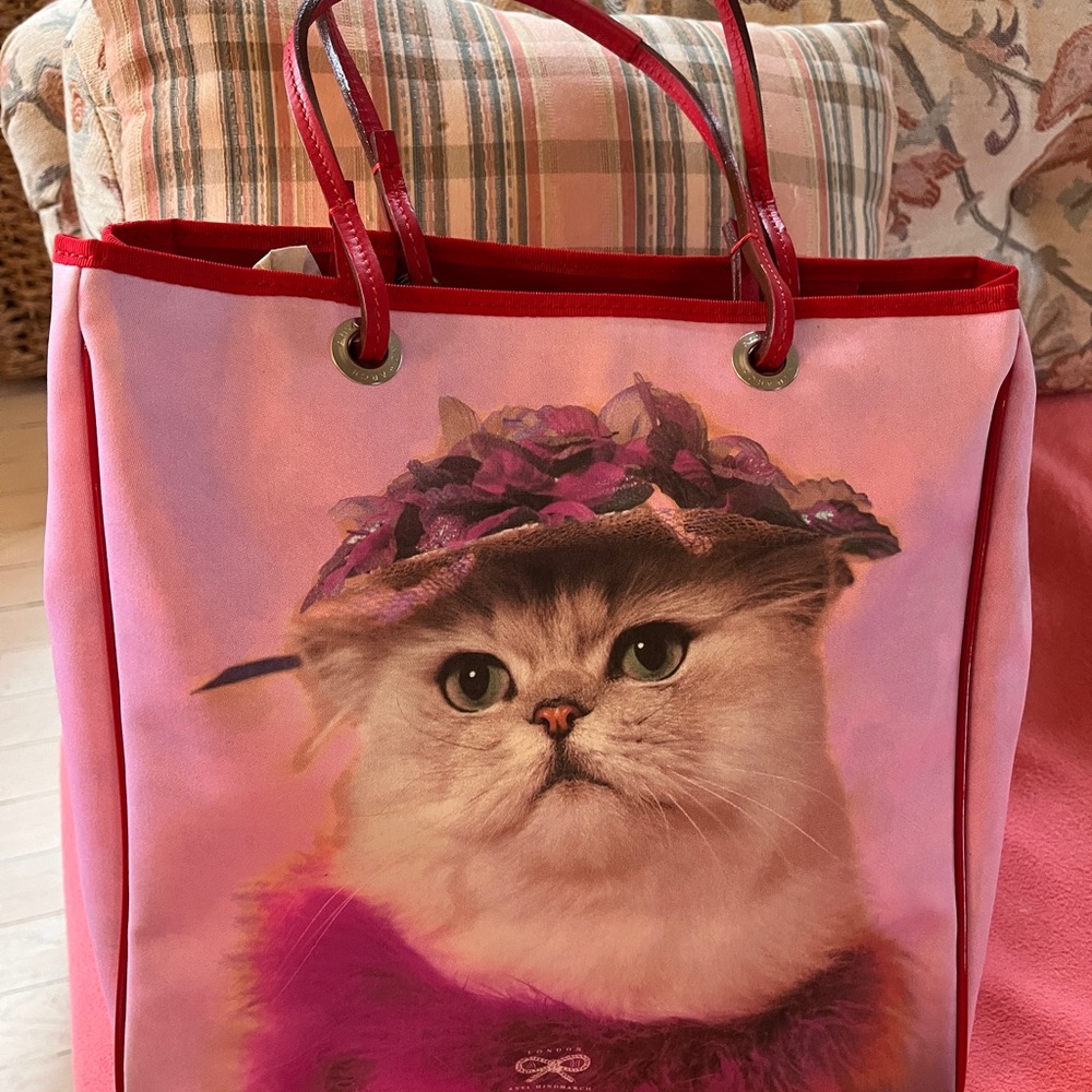 Anya Hindmarch Pink Cat Print Tote